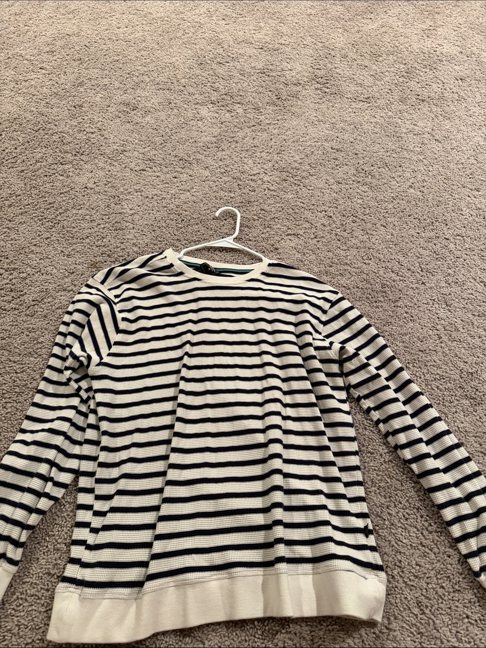 Striped Crewneck Long-Sleeve Top in Black & Cream -
